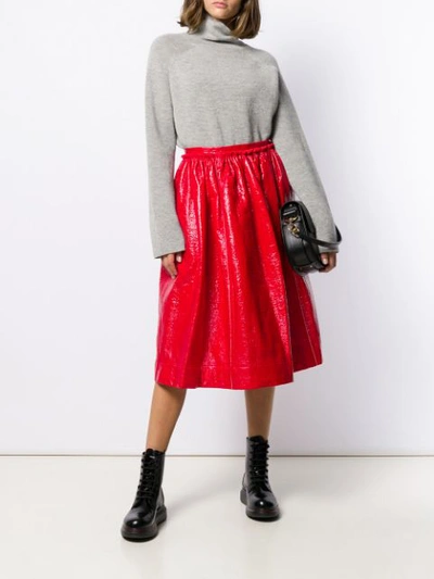 Shop Marni Full Pleated Skirt In Red