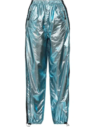 Shop Prada Irisé Trousers In Blue