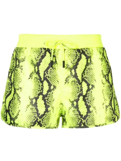 Shop Off-white Snakeskin-effect Running Shorts In Yellow