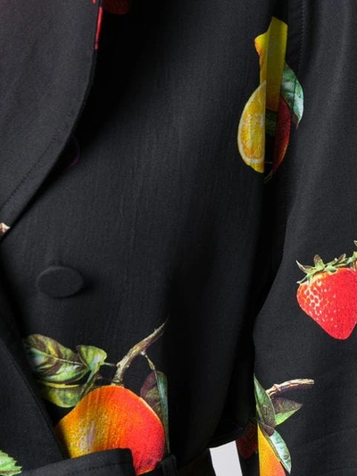 Shop Msgm Fruit Print Trench Coat In Black