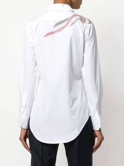 Shop Thom Browne Beaded Bow Button-down Poplin Shirt In White