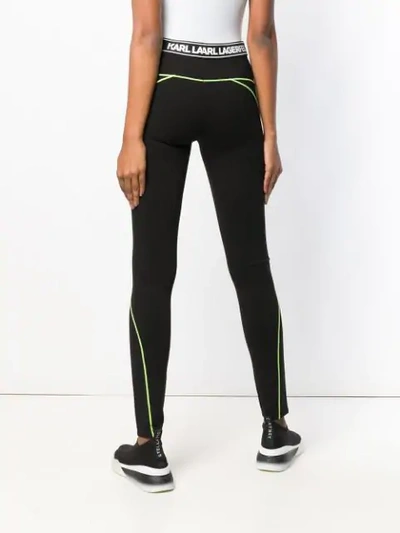 Shop Karl Lagerfeld Neon Logo Leggings In Black