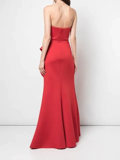 Shop Badgley Mischka Ruffle Strapless Dress In Red