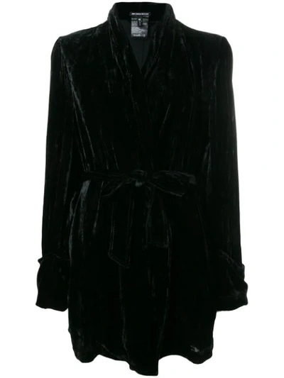 Shop Ann Demeulemeester Belted Robe-style Coat - Black