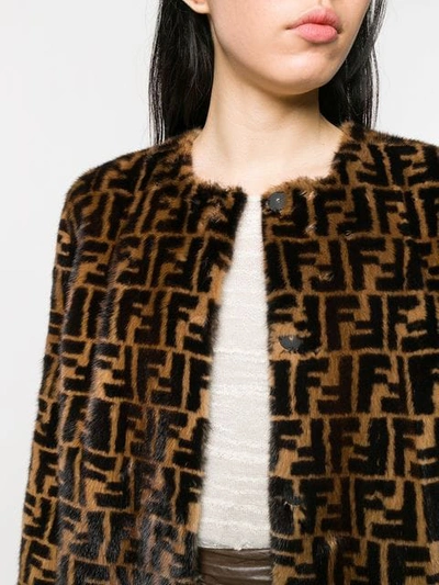 Shop Fendi Ff Fur Coat In F0gge Tobacco