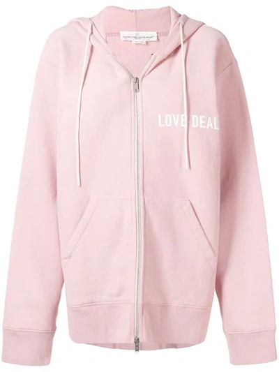 Shop Golden Goose Love Dealer Zip-up Hoodie In Pink