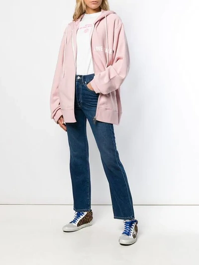 Shop Golden Goose Love Dealer Zip-up Hoodie In Pink