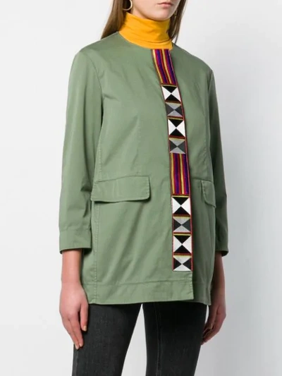 Shop Bazar Deluxe Geometric Panel Jacket In Green