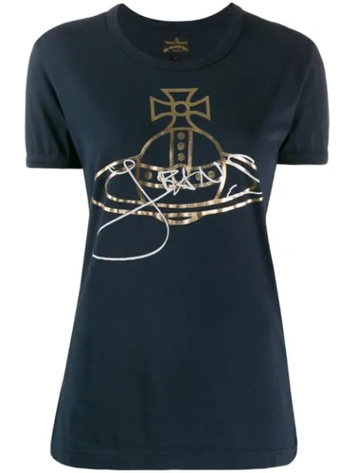 Shop Vivienne Westwood Anglomania Logo Printed T-shirt In Blue