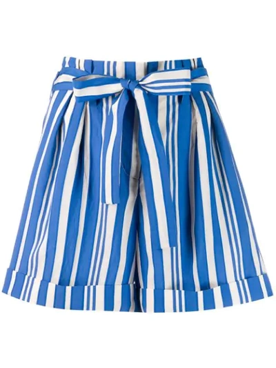 Shop Chinti & Parker Striped Shorts In Blue