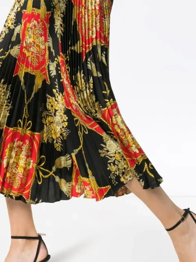 Shop Gucci Pleated Silk Midi Skirt In Black