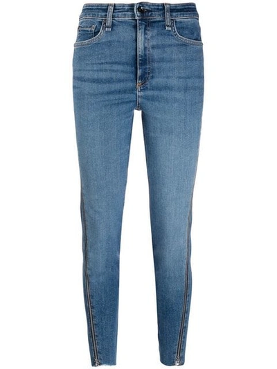 Shop Rag & Bone Cropped Jeans With Side Zips In Blue