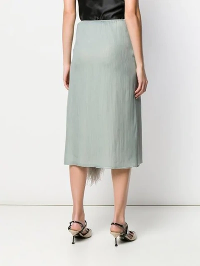 Shop Prada Feather Tassel Skirt In Blue