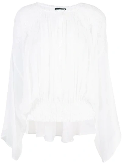 ANN DEMEULEMEESTER PLEATED COLLARLESS SHIRT - 白色