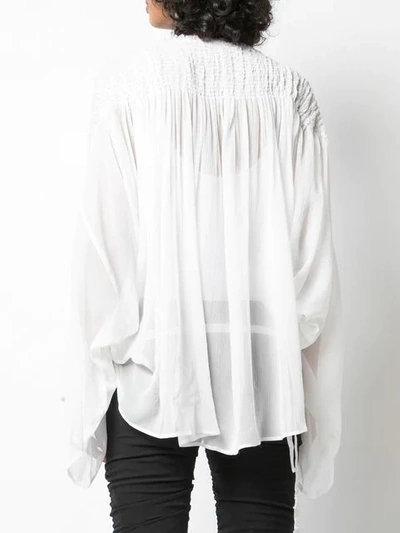 Shop Ann Demeulemeester Pleated Collarless Shirt In White