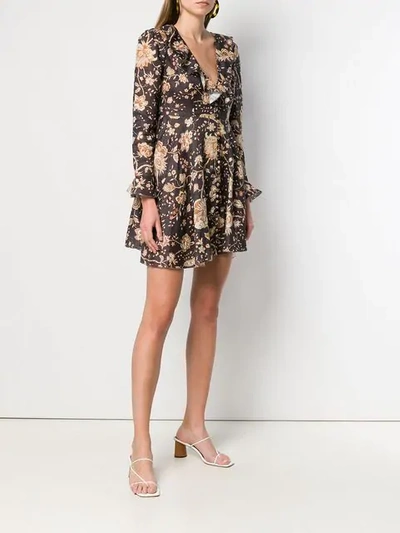 Shop Zimmermann Paisley V-neck Dress In Brown