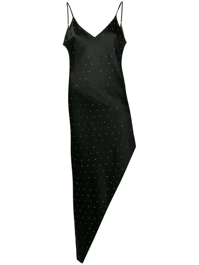 Shop Amiri Asymmetric Studded Dress In Black