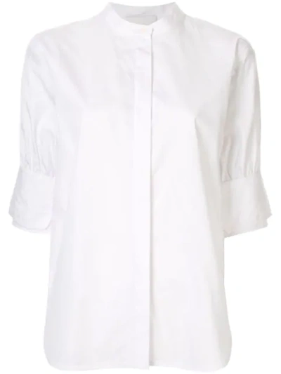 Shop 3.1 Phillip Lim / フィリップ リム 3.1 Phillip Lim Faux Pearl Mandarin Collar Shirt - White