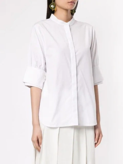 Shop 3.1 Phillip Lim / フィリップ リム 3.1 Phillip Lim Faux Pearl Mandarin Collar Shirt - White