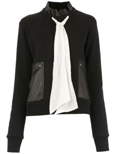 Shop Andrea Bogosian Pussy Bow Knit Blouse In Black