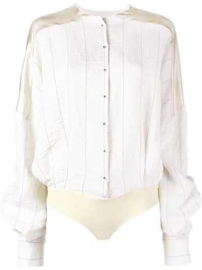 Shop Esteban Cortazar Stripe Shirt Body In Neutrals