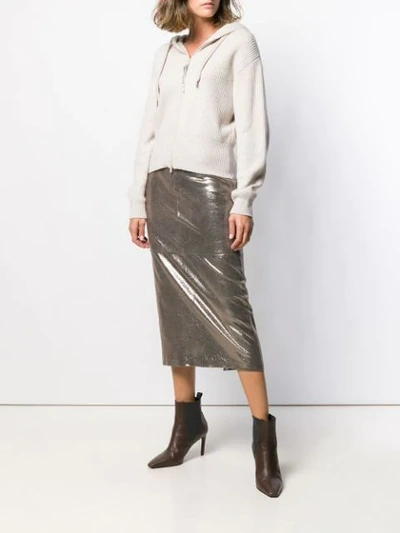 Shop Brunello Cucinelli Shimmer Midi Skirt In C7617 Gold