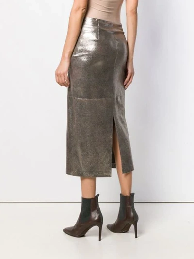 Shop Brunello Cucinelli Shimmer Midi Skirt In C7617 Gold
