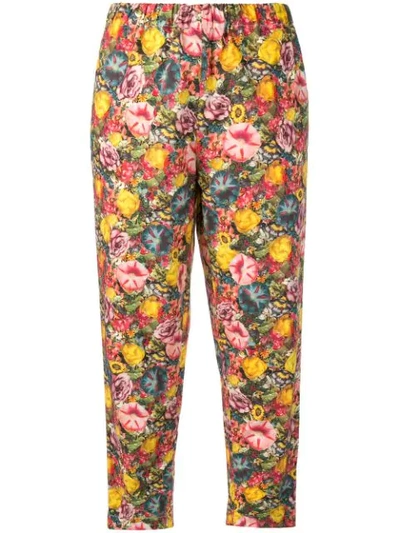 Shop Marni Floral Drawstring Trousers In Yellow