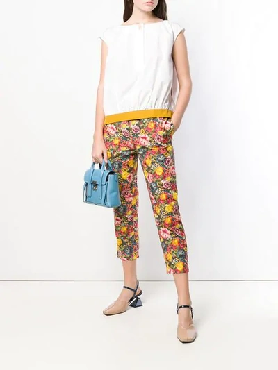 Shop Marni Floral Drawstring Trousers In Yellow