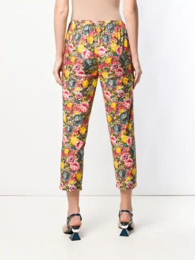 Shop Marni Floral Drawstring Trousers In Yellow