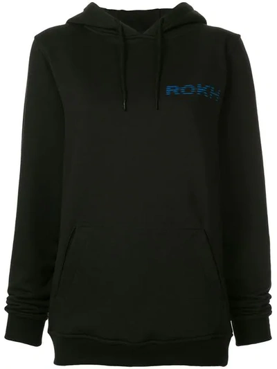 Shop Rokh Logo Print Hoodie - Black