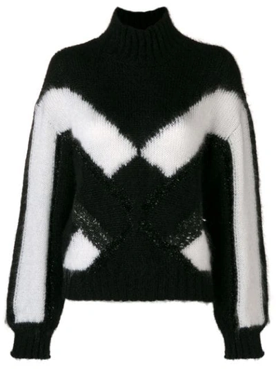 Shop Alberta Ferretti Contrast Knit Sweater In Black