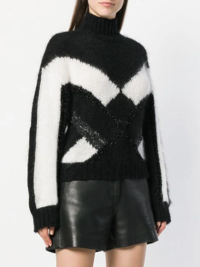 Shop Alberta Ferretti Contrast Knit Sweater In Black