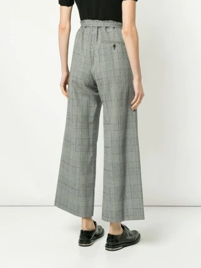 Shop Ujoh Checked Wide Leg Trousers In Grey