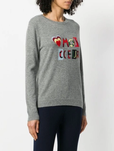 Shop Chinti & Parker Mon Coeur Motif Sweater - Grey