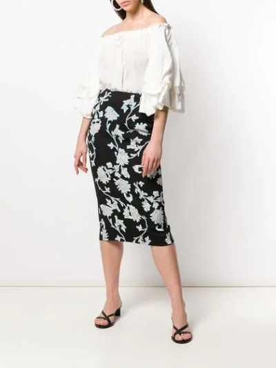 Shop Diane Von Furstenberg Printed Pencil Skirt In Black