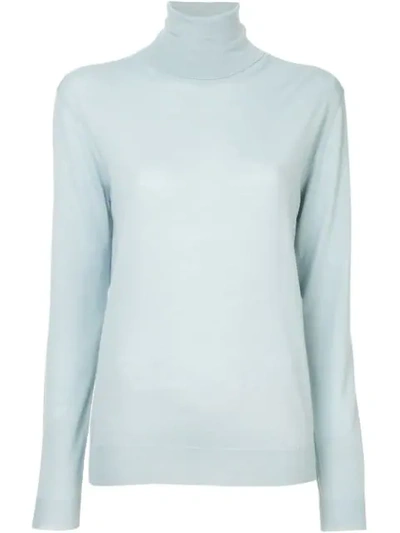 Shop Stella Mccartney Turtle-neck Fitted Sweater In Blue