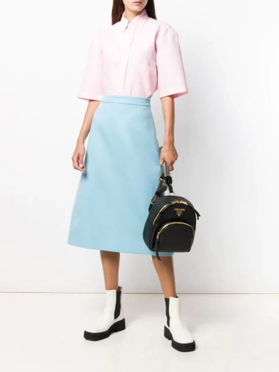 Shop Prada A-line High Waist Skirt In Blue