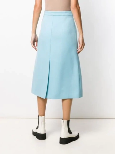 Shop Prada A-line High Waist Skirt In Blue