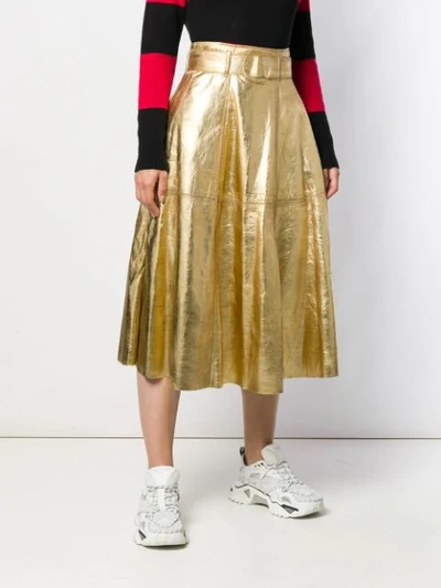 Shop Golden Goose Metallic Midi Skirt In Gold