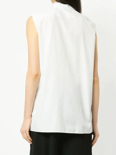 Shop Jil Sander Sleeveless Band Collar Shirt In White