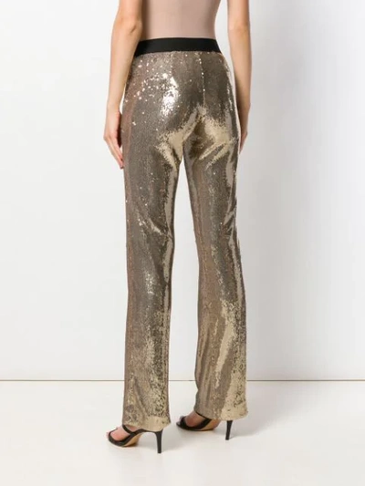 Shop P.a.r.o.s.h Sequin Embellished Trousers In Gold