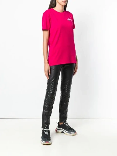 Shop Tommy Jeans Logo Embroidered T-shirt - Pink