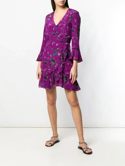 Shop Tanya Taylor Silk Wrap Dress In Purple