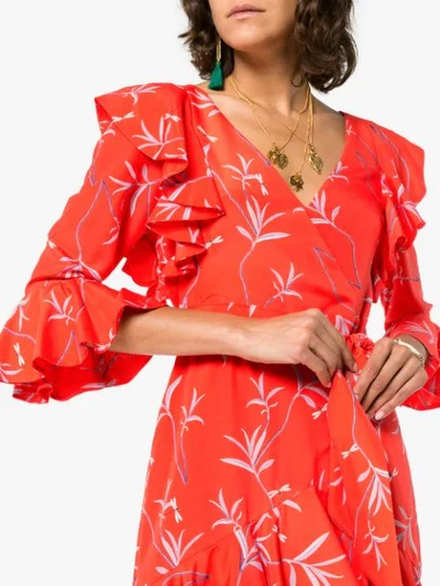 Shop Borgo De Nor Aiana Ruffle Print Midi Dress In Red