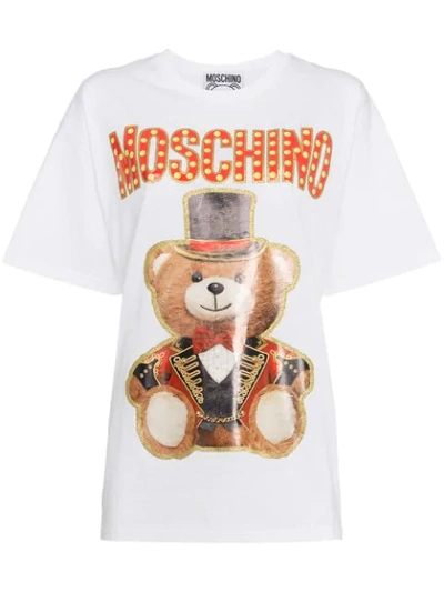 Shop Moschino Oversized Teddy Circus T-shirt In White