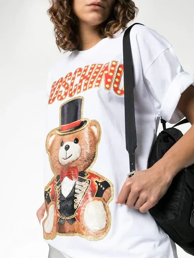 Shop Moschino Oversized Teddy Circus T-shirt In White