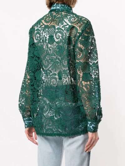 Shop N°21 Sheer Crochet Shirt In Green