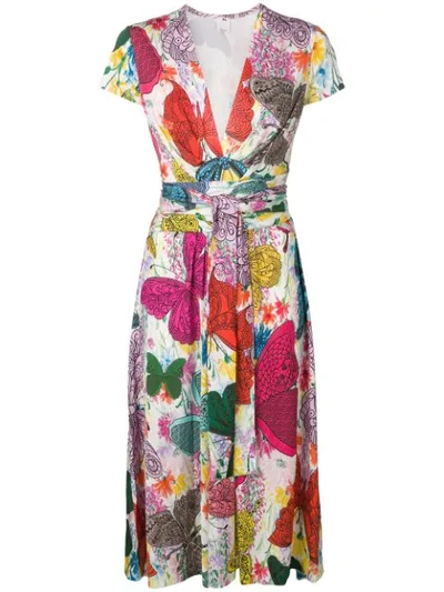 Shop Ultràchic Butterfly Print Dress In Pink