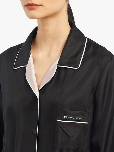 Shop Prada Silk Logo Jumpsuit In F0yl5 Black/opaline/white